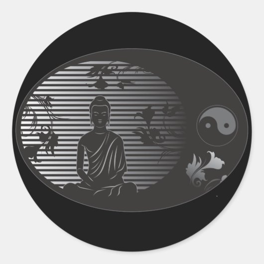 Boeddha in Oval Ronde Sticker (Voorkant)