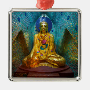 Boeddha in sierlijke nis metalen ornament