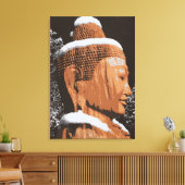 Boeddha in sneeuw verpakt canvas afdruk (Insitu (Woonkamer))