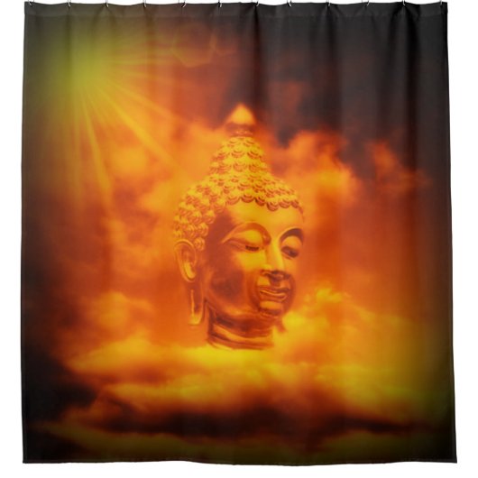 Boeddha in wolken in digitale kleur douchegordijn (Voorkant)