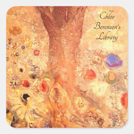 Boeddha in Zijn jeugd door Odilon Redon Vierkante Sticker (Voorkant)