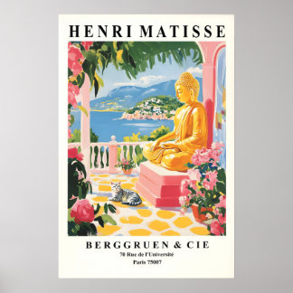 Boeddha Kat Kunstprint Matisse Stijl Spirituele Mu Poster