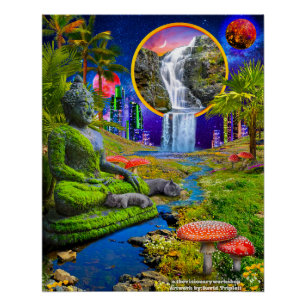 Boeddha Katten Print, Waarde Poster Papier (Matte)