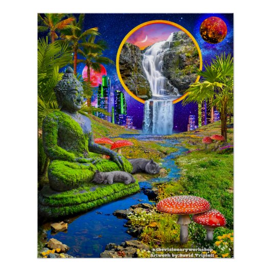 Boeddha Katten Print, Waarde Poster Papier (Matte) (Voorkant)