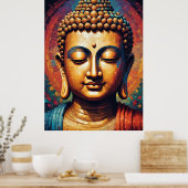 Boeddha Kleurrijke Moderne Pixel Art Poster (Keuken)