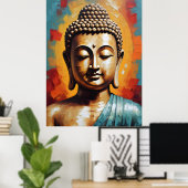 Boeddha Kleurrijke Schilderij - Moderne Muurkunst Poster (Thuiskantoor)