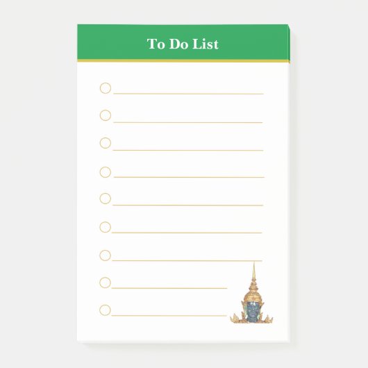 Boeddha-kop en groene koptekst om lijst te maken post-it® notes (Voorkant)