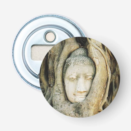 Boeddha kop in de Varkenshouding ... Ayutthaya, Th Button Flesopener (Voorkant)