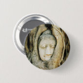 Boeddha kop in de Varkenshouding ... Ayutthaya, Th Ronde Button 5,7 Cm (Voorkant /achterkant)