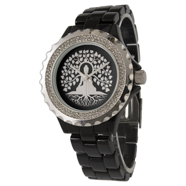 Boeddha Levensboom Spirituele Kunst Horloge (Gekanteld)