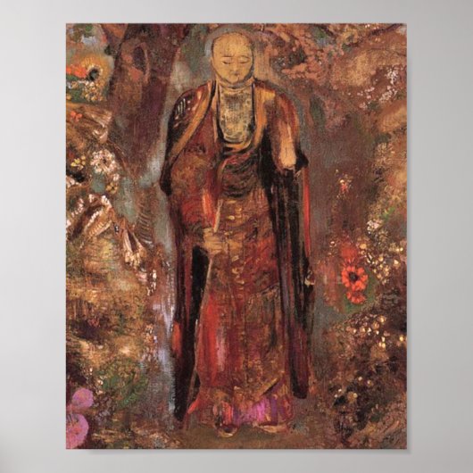 boeddha loopt tussen de bloemen door Odilon Redon Poster (Voorkant)