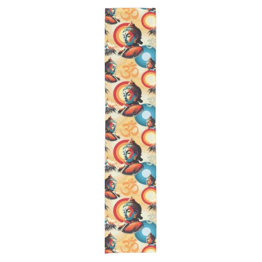 Boeddha Lord Retro Pop Kunstportret Korte Tafelloper (Voorkant)