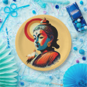 Boeddha Lord Retro Pop Kunstportret Papieren Bordje (Feest)