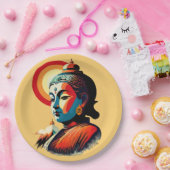 Boeddha Lord Retro Pop Kunstportret Papieren Bordje (Feest)