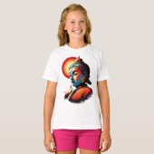 Boeddha Lord Retro Pop Kunstportret T-shirt (Voorkant volledig)