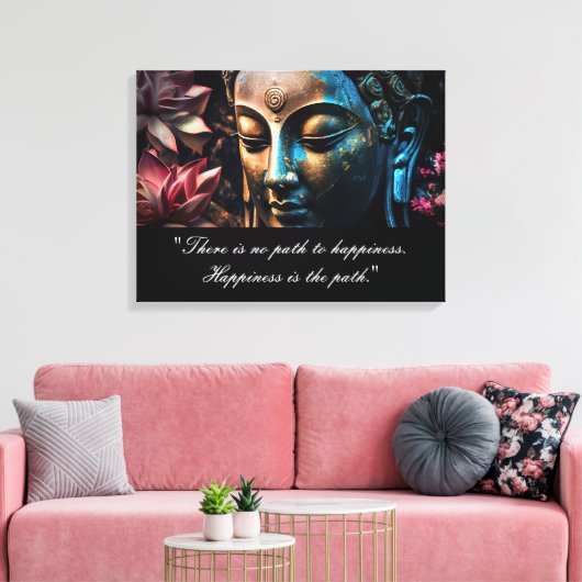 Boeddha Lotus Bloem Quote Uitgerekte Canvas Print (Insitu (Woonkamer))