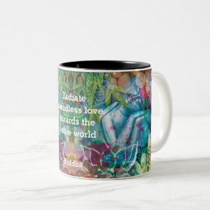 Boeddha Lotus Mandala Waterverf Gepersonaliseerde Tweekleurige Koffiemok