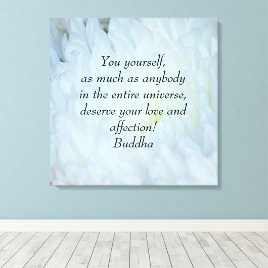 Boeddha Love and affection Dahlia Canvas Afdruk (Insitu (Houten vloer))