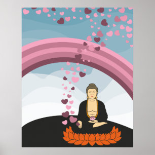 Boeddha Love Hearts Poster