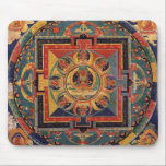 Boeddha Mandala Antiek Tibetan Thanka Muismat<br><div class="desc">De boeddha-reproductie van een antiek Tibetaanse thanka van Amitaba Amitayus Buddha in een mandala.</div>