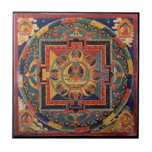 Boeddha Mandala Antiek Tibetan Thanka Tegeltje