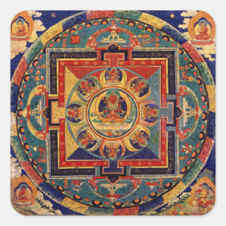 Boeddha Mandala Antiek Tibetan Thanka Vierkante Sticker