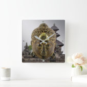 Boeddha Masker en Temple Vierkante Klok (Huis)