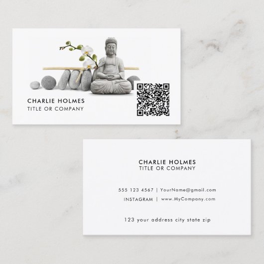BOEDDHA Meditatie en Yoga Visitekaartje | QR-code (Voorkant / Achterkant)