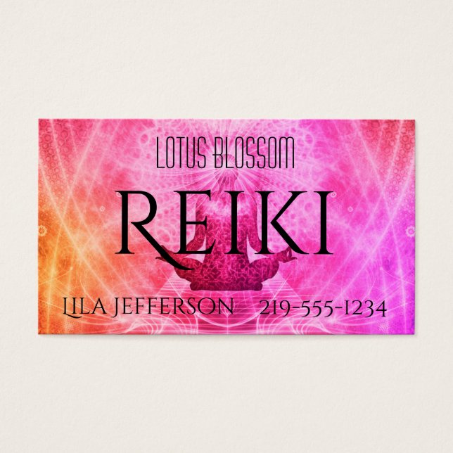 Boeddha Meditatie in Pinks Reiki Visitekaartje (Voorkant)