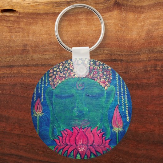 Boeddha meditatie lotus flower spiritueel sleutelhanger (Voorkant)