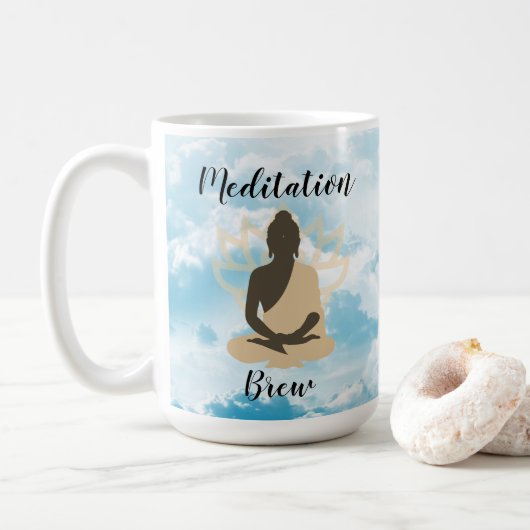 Boeddha Meditatie Mok in Clouds Meditatief (Met donut)