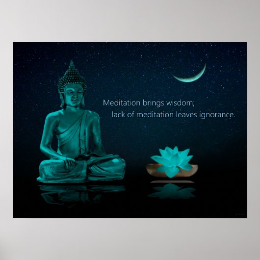 Boeddha Meditation Lotus Flower Eastern Religité Poster (Voorkant)
