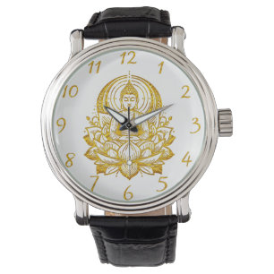 Boeddha mediteert in Lotus Horloge