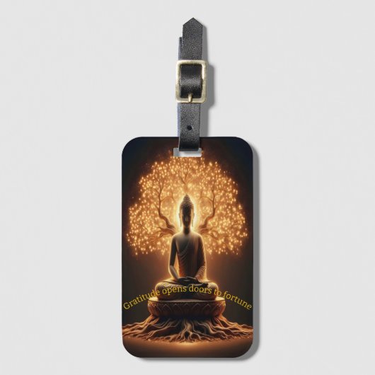 Boeddha mediteert onder een boom bagagelabel (Voorkant (verticaal))