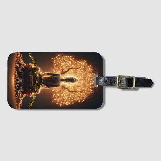 Boeddha mediteert onder een boom bagagelabel (Voorkant (horizontaal))