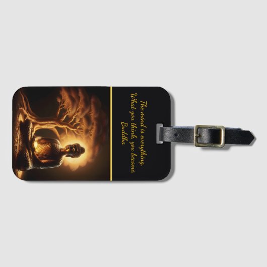 Boeddha mediteert onder een boom bagagelabel (Voorkant (horizontaal))