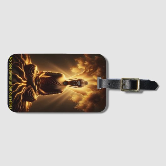 Boeddha mediteert onder een gloeiende boom bagagelabel (Voorkant (horizontaal))