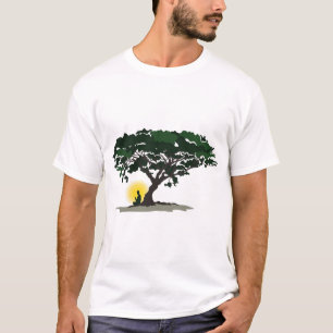 Boeddha mediterend icoon elegante platte silhouet t-shirt