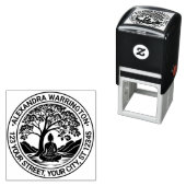 Boeddha Mediterend Onder Boomnaam Retouradres Zelfinktende Stempel (In situ)