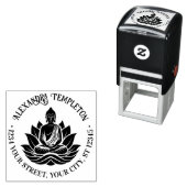 Boeddha Mediterende Lotus Pose #1P Naam RET Adres Zelfinktende Stempel (In situ)