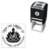 Boeddha Mediterende Lotuspositie Bibliotheek Boekn Zelfinktende Stempel (In situ)