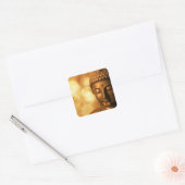 Boeddha met Golden Bokeh achtergrond Vierkante Sticker (Envelop)