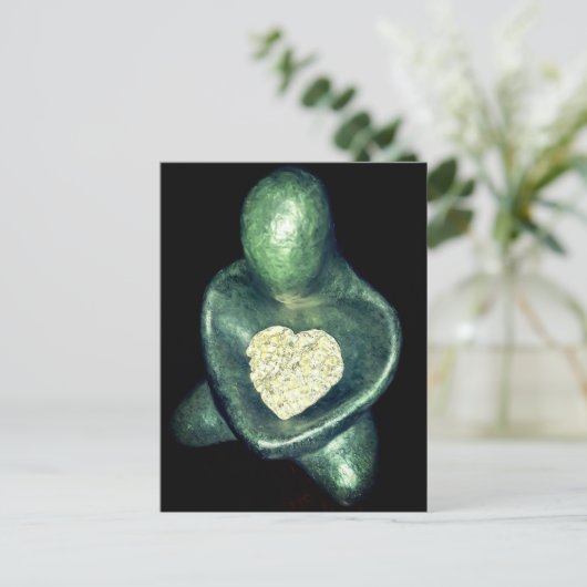 Boeddha met hart van steen briefkaart (Staand voorkant)