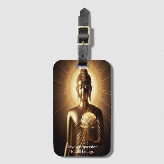 Boeddha met lotusbloem bagagelabel (Voorkant (verticaal))