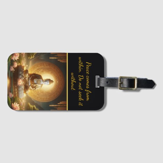 Boeddha met lotusbloemen. bagagelabel (Voorkant (horizontaal))