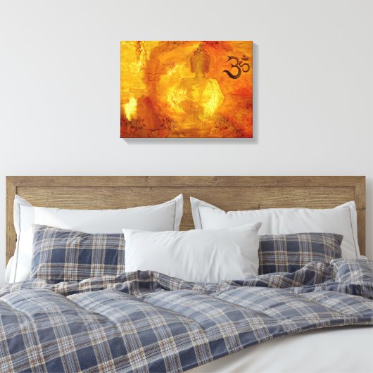 Boeddha met Om en Lotosflowers Canvas Afdruk (Insitu (Slaapkamer))