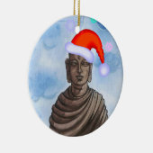 Boeddha met Santa hat II Keramisch Ornament (Rechts)
