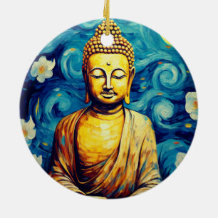 Boeddha modern schilderij kleurrijk keramisch ornament