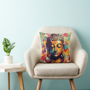 Boeddha modern schilderij kleurrijk kussen
