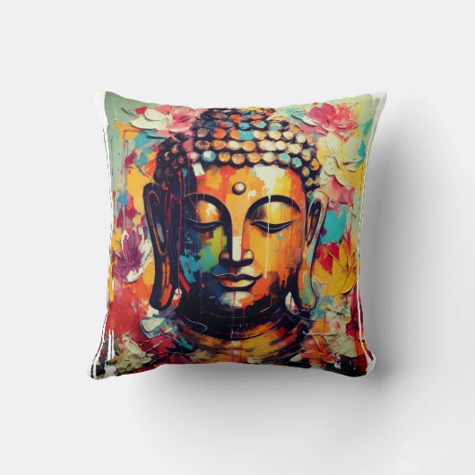 Boeddha modern schilderij kleurrijk kussen (Achterkant)